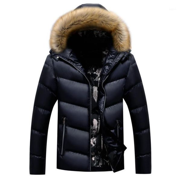 

brand men clothing winter new down jacket fashion slim hooded thick warm white duck down long coat and parka male s-5xl1, Black