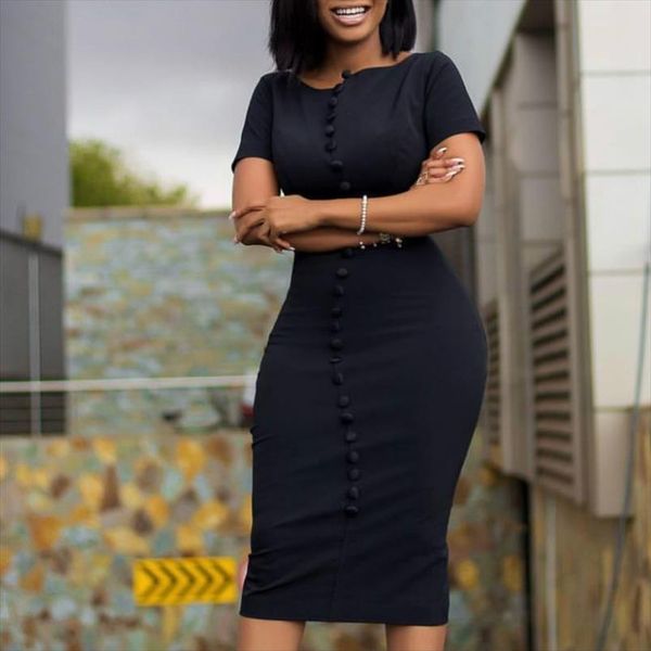 

black women bodycon dress office ladies with bead slim modest classy elegant package hip elastic solid plus size xxxl female new, Black;gray