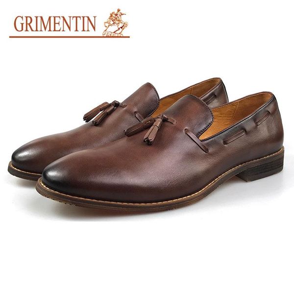 

tassel business dress shoes classic vintage men leather formal shoes slip on casual, Black