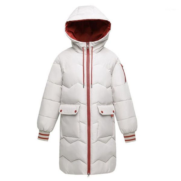 

aiyanga 2020 autumn winter jackets women white cotton long jacket female padded hooded parkas ultra coats casacos1, Black