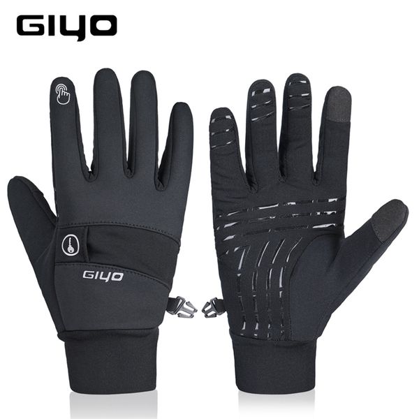 

giyo winter sports gloves men women cycling bicycle full long finger road mtb bike ski motorcycle driving 220117, Black