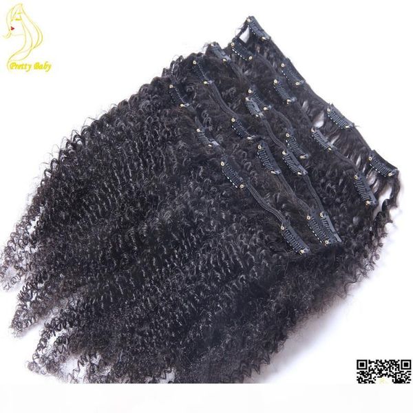 

afro kinky curly clip in hair extensions brazilian clip in human hair extensions 7pcs or 9pcs kinky curly clip ins, Black;brown
