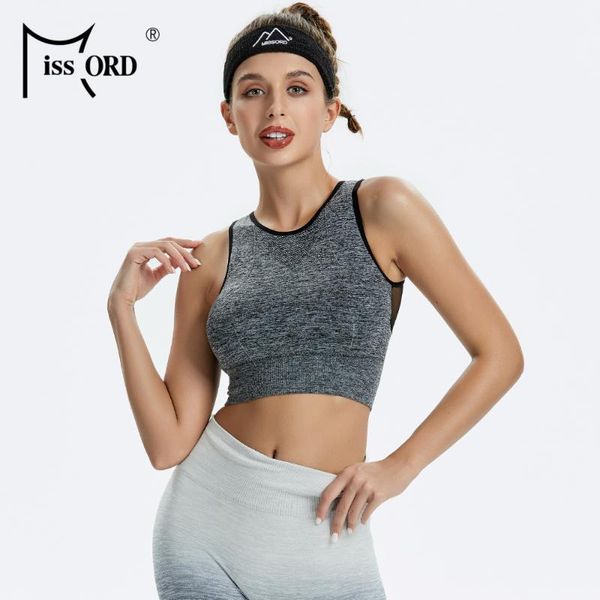 

missord 2020 solid color sleeveless mesh women sports bra workout gym running my031, White;red