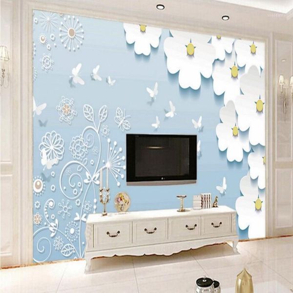 

drop shipping custom mural stereo daisy 3d continental background wall mural bedroom l wallpaper living room wallpaper1