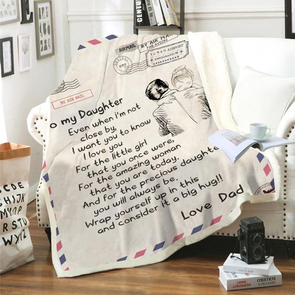 

fleece blanket to my daughter son wife letter printed quilts air mail blankets 449c1