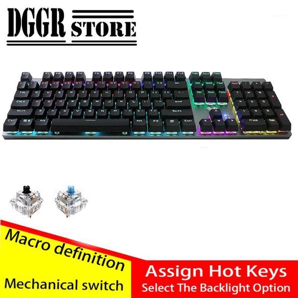 

gaming mechanical keyboard blue/ black switch 104key wired keyboard anti-ghosting mix backlit led usb for gamer pc lap