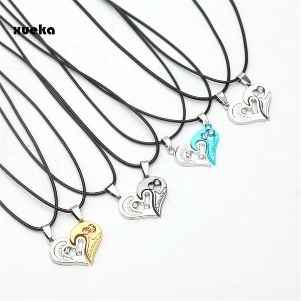 

black cord pendant for couples heart stainless steel necklace engrave love necklaces women and men fashion jewelry pendants gift1