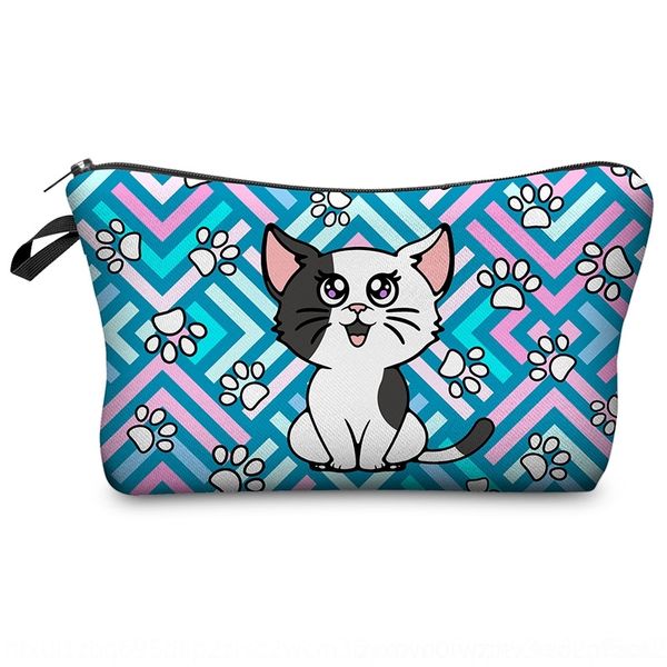 

ejbvt zohra new makeup cosmetic bag cat cat3d digital printing cat feet kitty storage wash bag 0baid
