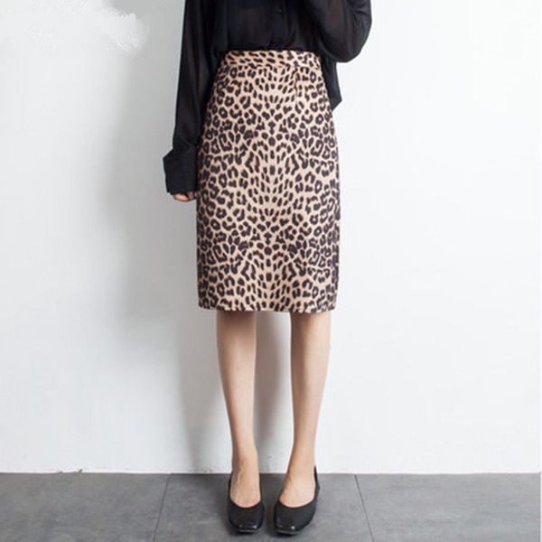 

2021 new suede leopard high waist elegant office pencil skirts autumn winter spodnica jupe femme women skirt p8el, Black