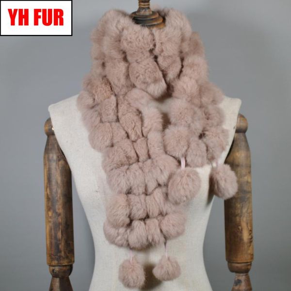 

2020 new fashion natural fur scarf lady winter warm real fur muffler women knitted 100% genuine scarves, Blue;gray
