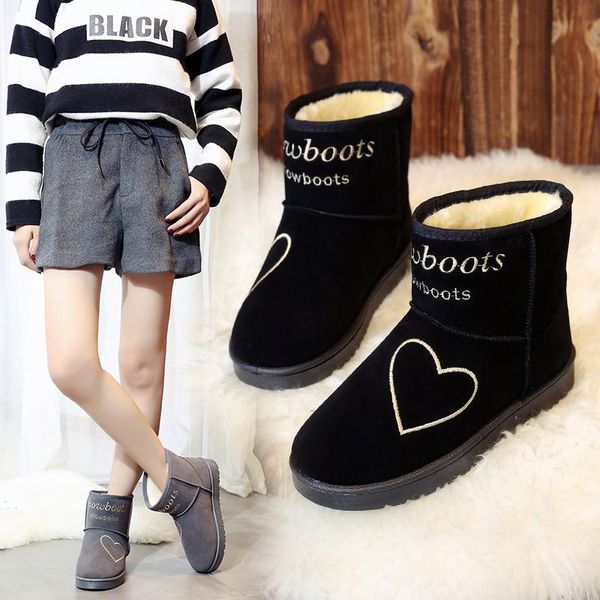 

women's boots winter warm plus velvet a pedal lazy shoes cotton boot thickening comfortable non-slip simple women's cotton shoes, Black