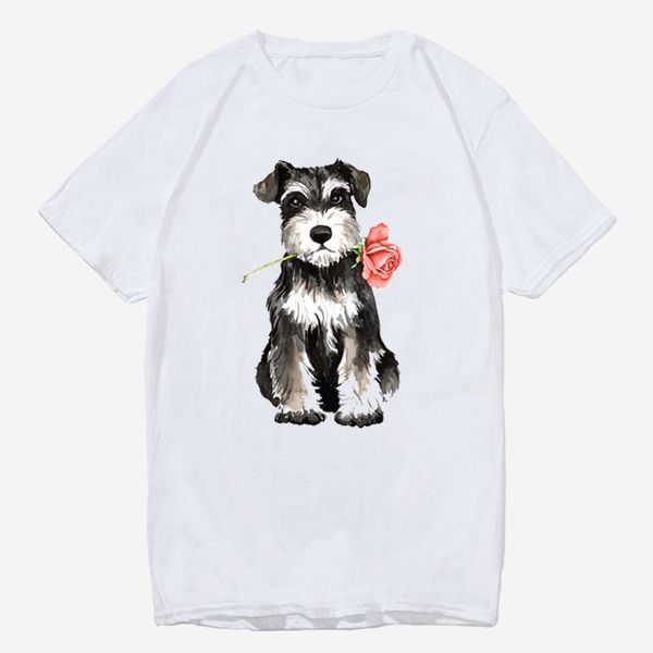

rose mini schnauzer and dog womens for women summer design short sleeve casual kawaii femme sport hooded sweatshirt hoodie t shirt