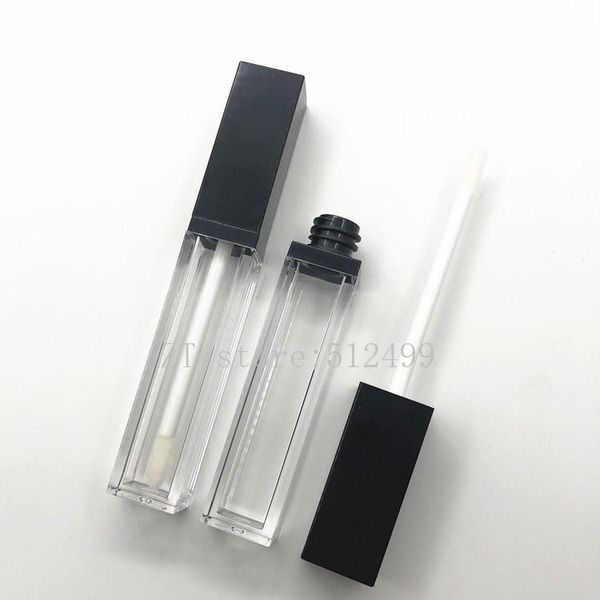 

storage bottles & jars 10/20pcs 8ml square black lip gloss bottle,empty plastic cosmetic oil refillable tube, liquid lipstick bottle wholesa
