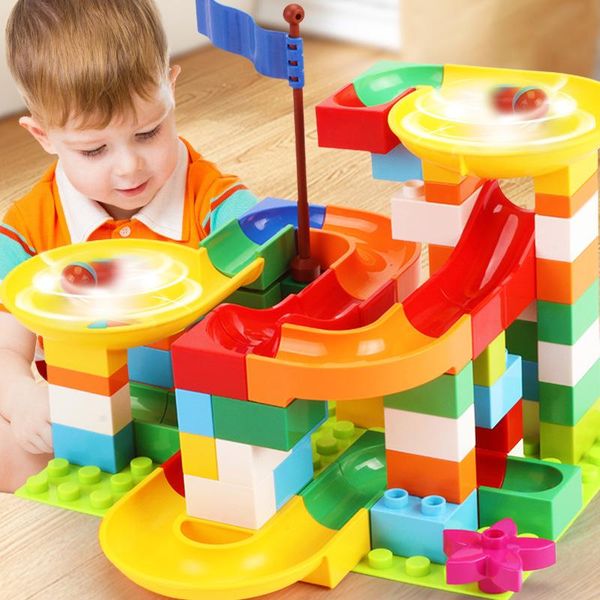 

kids education juguetes diy funnel bricks marble race run maze ball slide track building blocks hollow duplo toys for children yxlpmj
