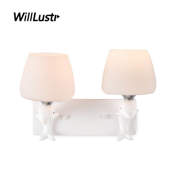 

creative resin dolphin wall lamp milk white glass sconce l cafe bakery aisle living room bedside single double head lighting