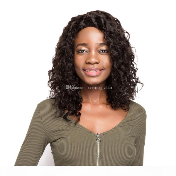 

afro вьющихся волос человеческих волос монолитным парики 2 # цвет virgin 130% плотность 18 дюймов волос парики для чернокожих женщин, Black;brown