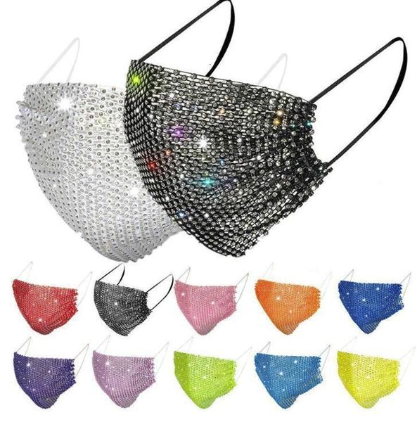 

diamond nightclub rhinestones fashion bar trend masks bling washable reusable fishing net face mask