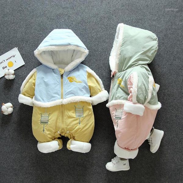 

jaycosin newborn toddler baby boys girls hooded romper jumpsuit thickened outfits clothes baby clothes girl for 1 year old1, White