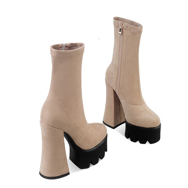 

2021 new arrival high heels ladies winter shoes women's apricot boots ikt2, Black