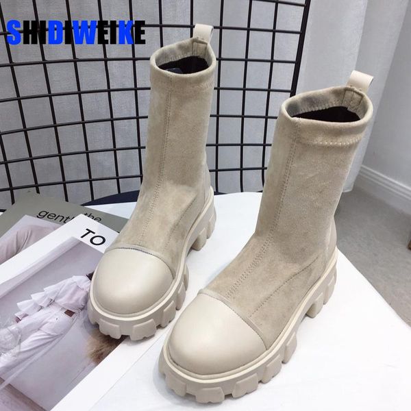 

boots black sock women 2021 punk gothic shoes ankle platform white ac230
