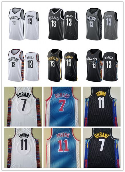

mens kevin 7 durant kyrie 11 james 13 harden basketball irving jerseys 2021 new signings harden black 2021 city blue uniform ba, Black;red
