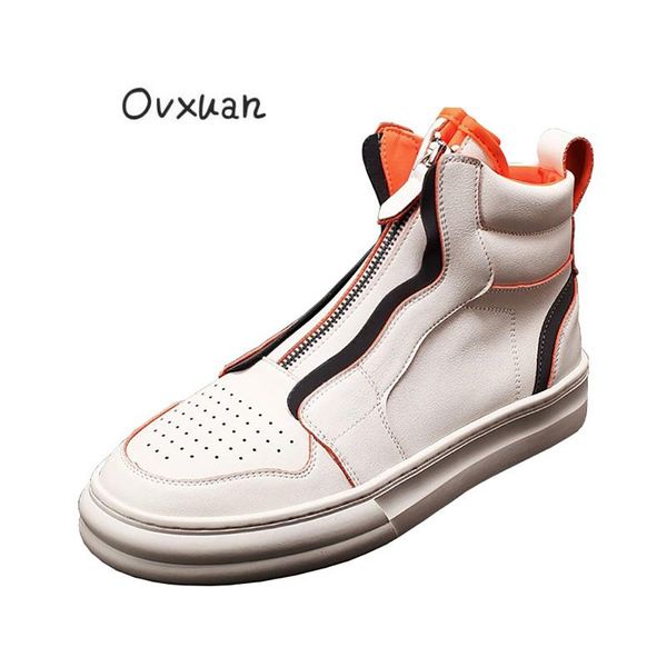 

boots ovxuan celebrity orange ankle men autumn breathable gauze mesh casual sport flat shoes high walking sneakers, Black