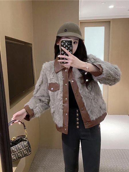 

women's suits & blazers short fur one piece lamb plush coat women's autumn and winter all kinds of thickened fur1, White;black