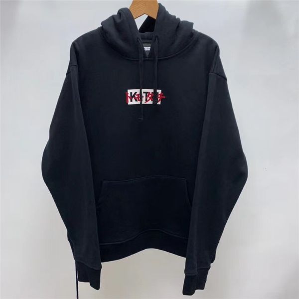 

2021 new flocking box hoodie men women 1:1 high-quality sweatshirts tokyo exclusive opening kith pullover hoody streetwear obon, Black
