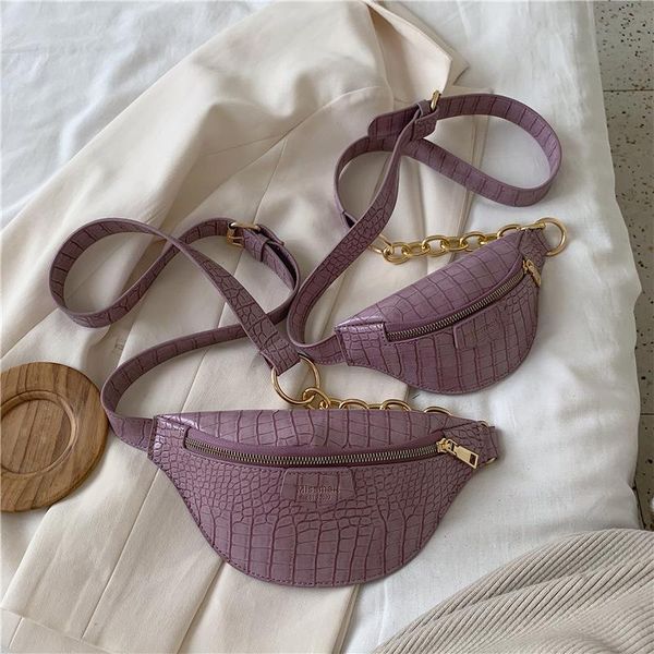 

fashion chains chest bag retro female 2020 new brand shoulder crossbody bag solid pu women handbag