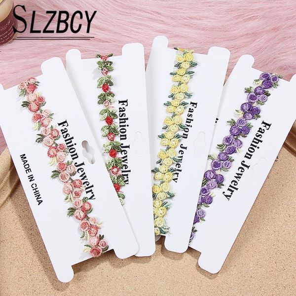 

new fashion garland short necklace pink purple yellow flowers romantic necklace for women girl bridal wedding jewelry gift, Golden;silver