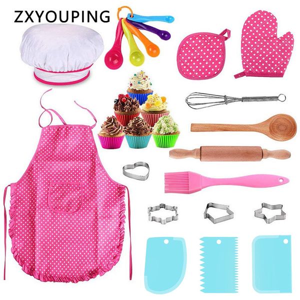 

25 pcs/ chef cooking set for kids kitchen diy cake pastry dessert making baking kits creative funny children kitchenware q1218