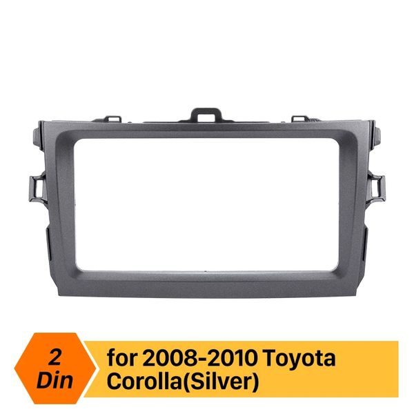 Silver 2 Din Car Painel Estéreo Rádio Fascia Trim Kit para 2008-2010 Toyota Corola Dash Kit de instalação de traço