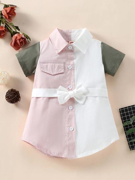 

baby colorblock flap detail button front dress she, Red;yellow