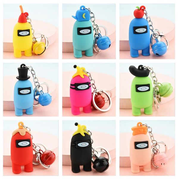 

among us designers keychain games among us keychain anime cute cartoon keyrings bells keychains car keys pendent ornament accessories g10702, Red;brown