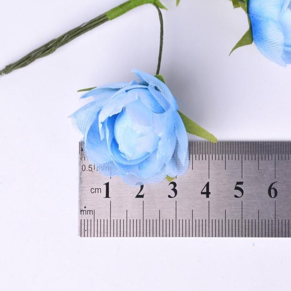 

6pcs/lot organza silk rose artificial flowers handmade wreath gift scrapbook for wedding home decoration fake flower acc jllbxj
