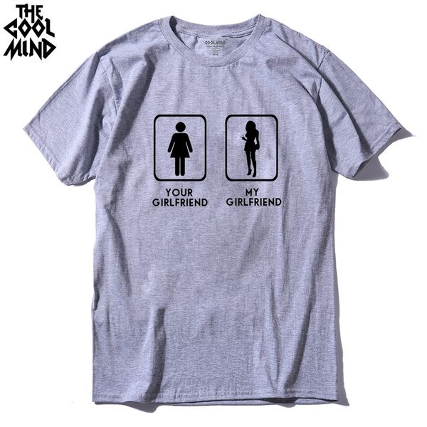 

sport coolmind fu0113a new summer style different girlfriend t shirt men casual short sleeve men's funny 100% cotton t-shirt