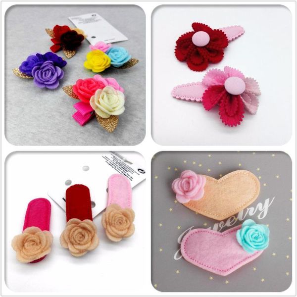 

hair accessories child safe felt flower clip sets kids girls cloth covered hairpin adorable toddlers various barrette handmade headwears1, Slivery;white