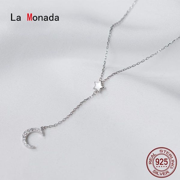 

chains la monada women's necklace 925 silver woman on the neck moon star pendant fine jewelry for women girls