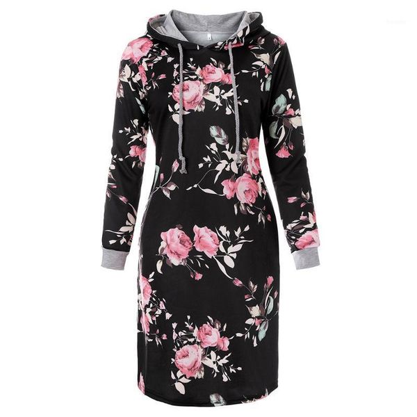 

women's hoodies & sweatshirts clothing flower printed sweat shirts woman ladies autumn winter1, Black