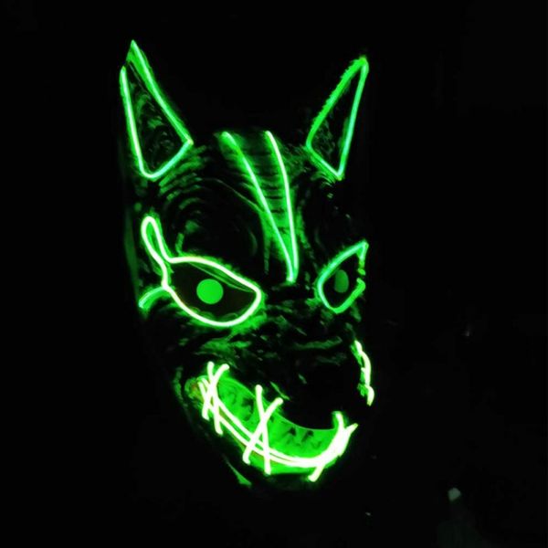 

men and women halloween led streamer full party wolf head ghost face clown horror glow mask hot
