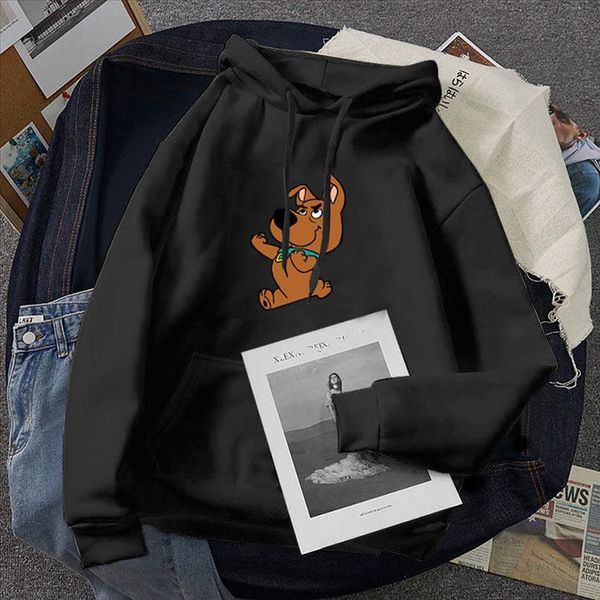 

women sweatshirt casual long sleeve hooded character pullover sweatshirt warm pocket hooded jacket sweatshirt cute, Black