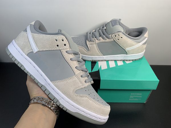 

high a+++ quality skateboard shoes duks low tpr white wolf grey summit white/white-wolf-grey color leisure shoe sneakers ship shoebox