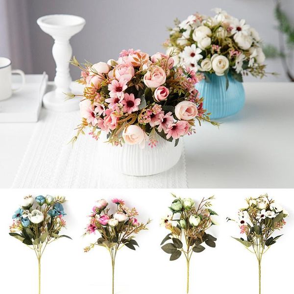 

decorative flowers & wreaths sale-artificial flower artificial simulation for wedding home decor rose fake bouquet