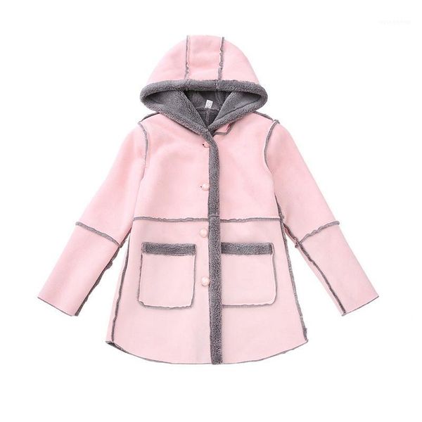 

jackets winter warm girls suede fabric thickening velvet coats for fashion hooded outerwear teenager children clothing1, Blue;gray