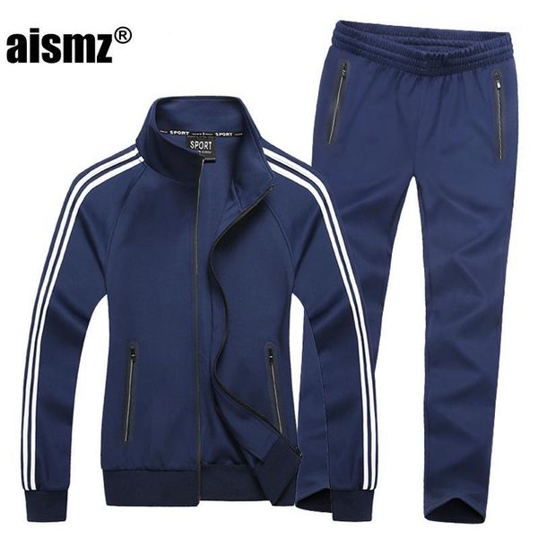 

men's tracksuits aismz sportswear men spring autumn set mens tracksuit striped hoodies+ pants casual sporting suits plus size 6xl 7xl 8, Gray