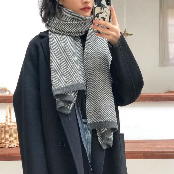 

scarf women winter korean version versatile student ins style british long warm shawl bib neck trend, Blue;gray