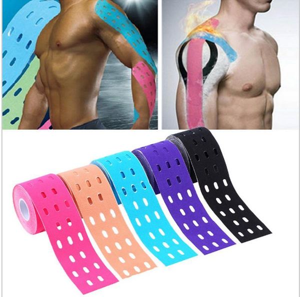 

elbow & knee pads sports bandage physio muscle strain support sport tape kinesiology muscles care strap sticker 5m*5cm 1 roll1, Black;gray