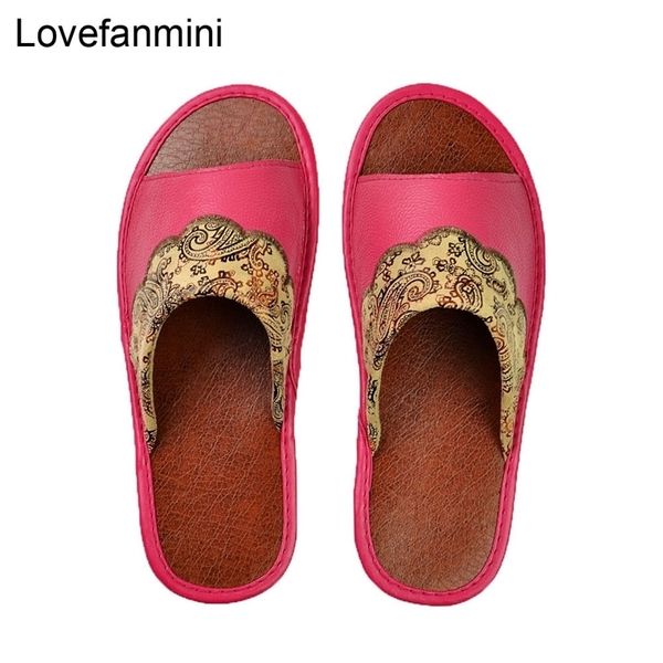 

genuine cow leather slippers couple indoor non-slip men women home fashion casual single shoes pvc soft soles spring summer 516 y200106, Black