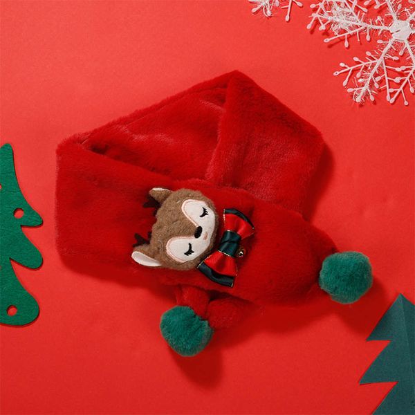 

boys year's children's scarf new winter and girls plush collar imitation rabbit cartoon bell box gift, Red;brown