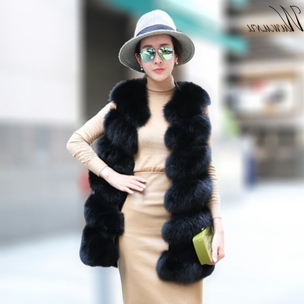 

fashion faux vest women casual street wear fox fur jacket waistcoat plus size 3xl sleeveless teddy coat feamle t200506, Black